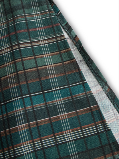 Plaid lapel shirt-style maxi dress for women | Plaidella -9