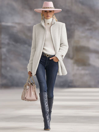 Vintage-inspired zip-up fleece jacket for women | Rosmelle -7