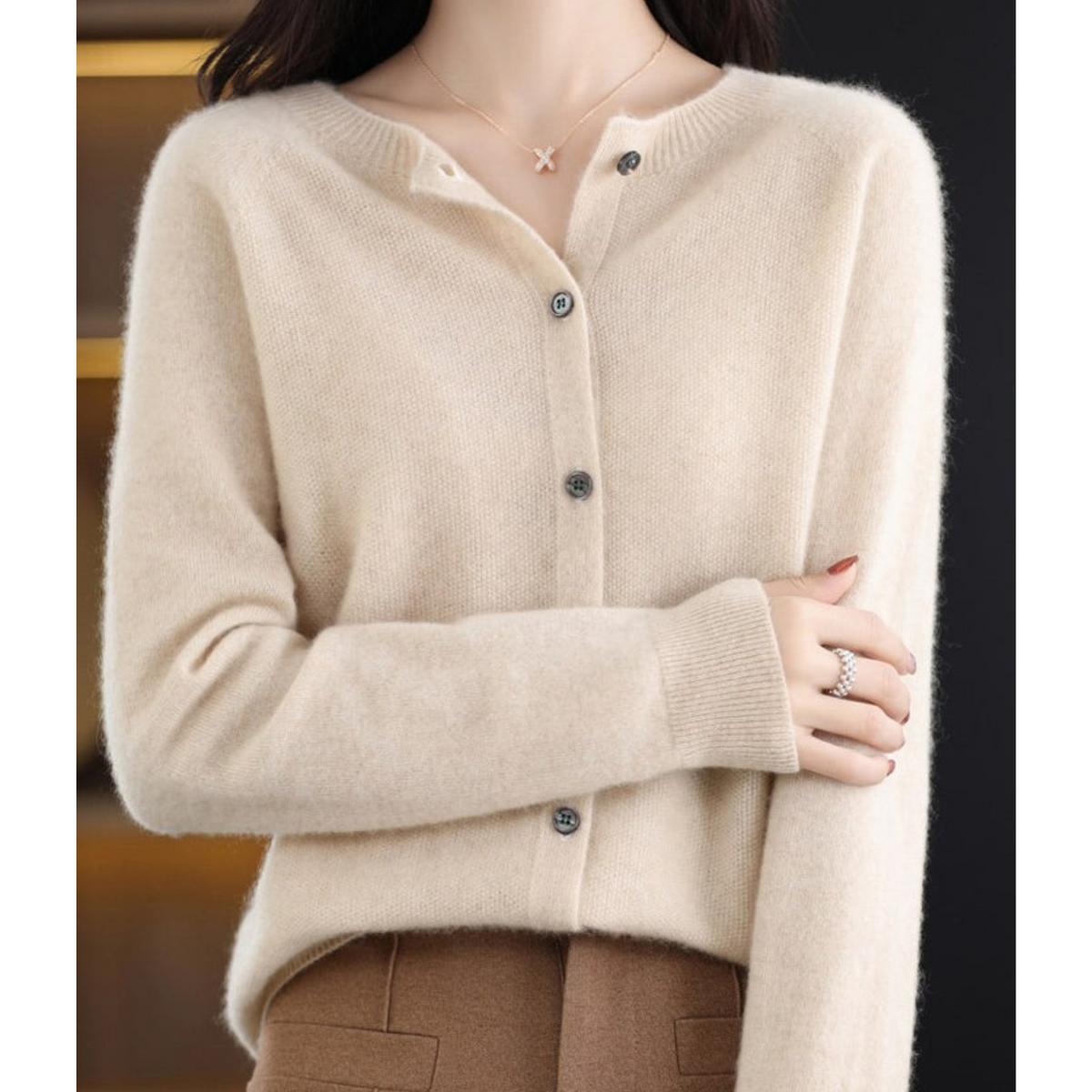 Classic button-front refined everyday cardigan for women | Aurelia -7