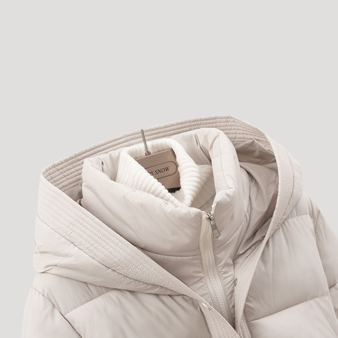 Belted hooded puffer coat for women | Puffette -6