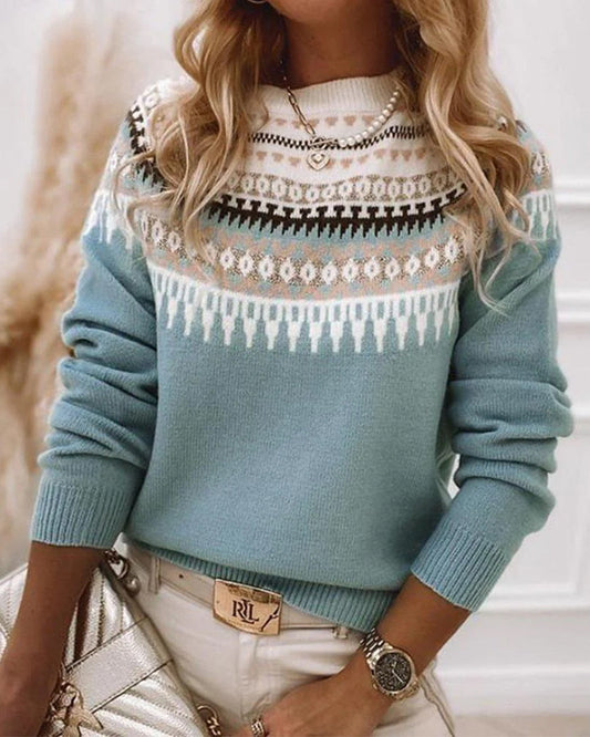 Nordic | Women's Fair Isle Mock Neck Knit Sweater