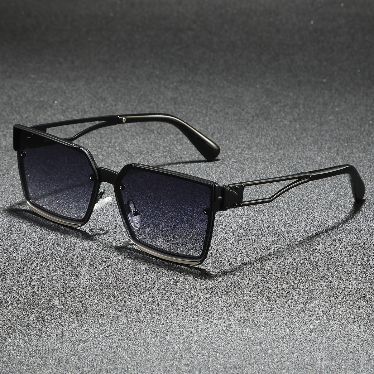 Retro half-frame gradient fashion sunglasses for men | Viridian -5