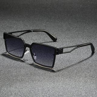 Retro half-frame gradient fashion sunglasses for men | Viridian -5
