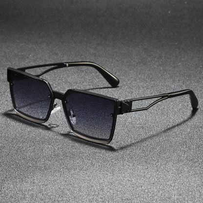 Retro half-frame gradient fashion sunglasses for men | Viridian -5