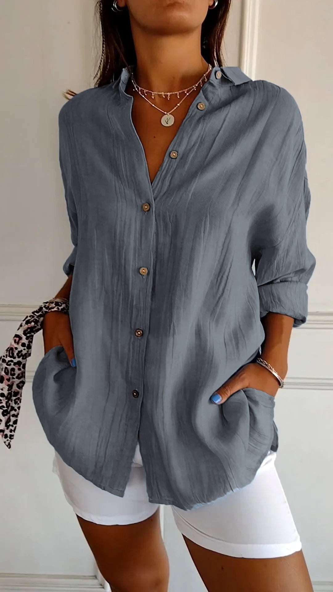 Elegant oversized everyday casual blouse for women | Emily -11
