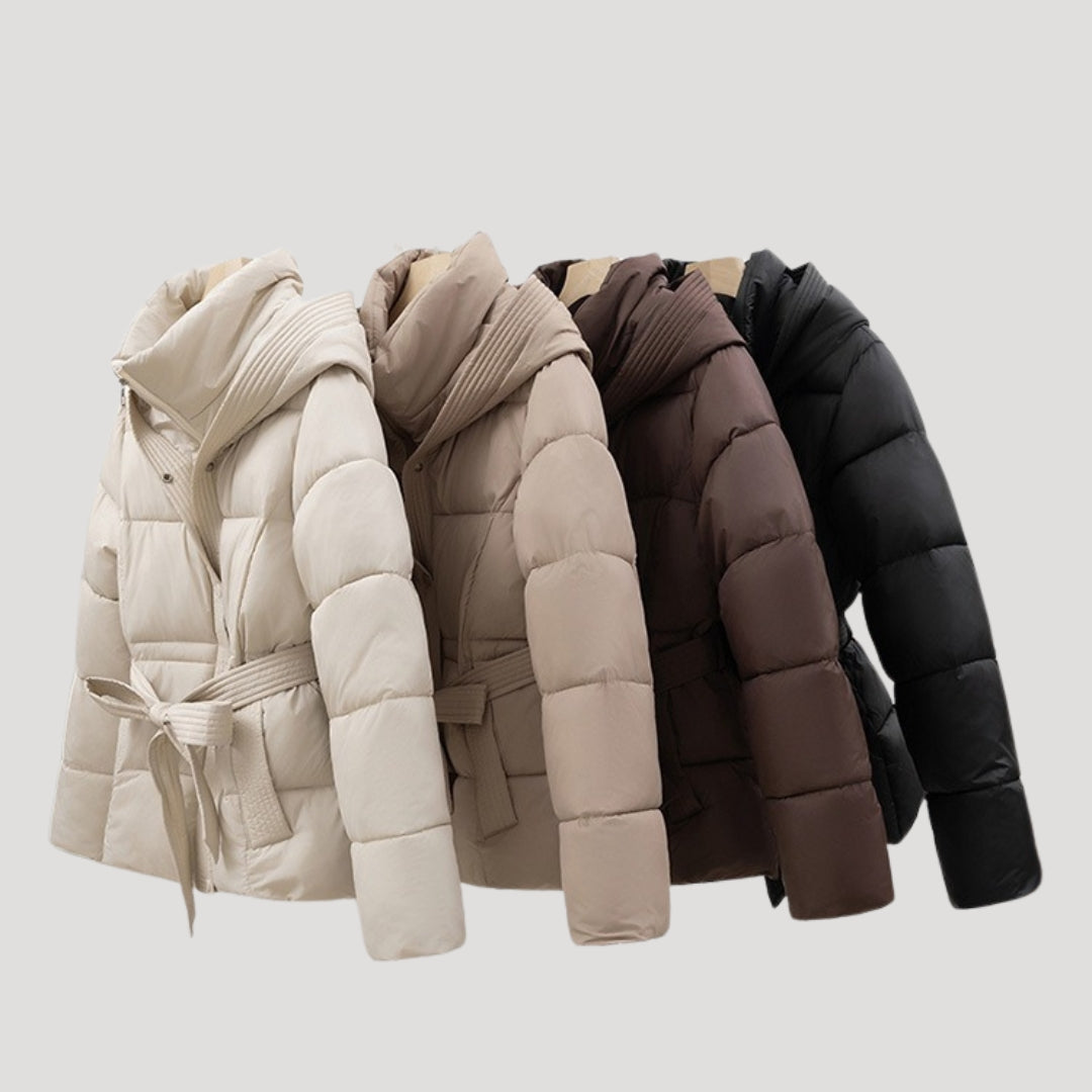 Belted hooded puffer coat for women | Puffette -8
