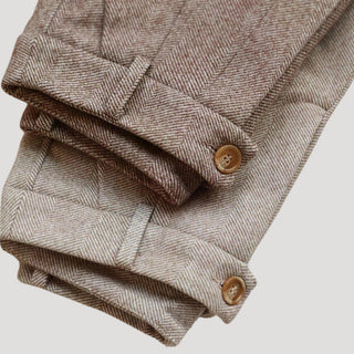 Heritage herringbone tailored smart trousers for men | Heritage -4