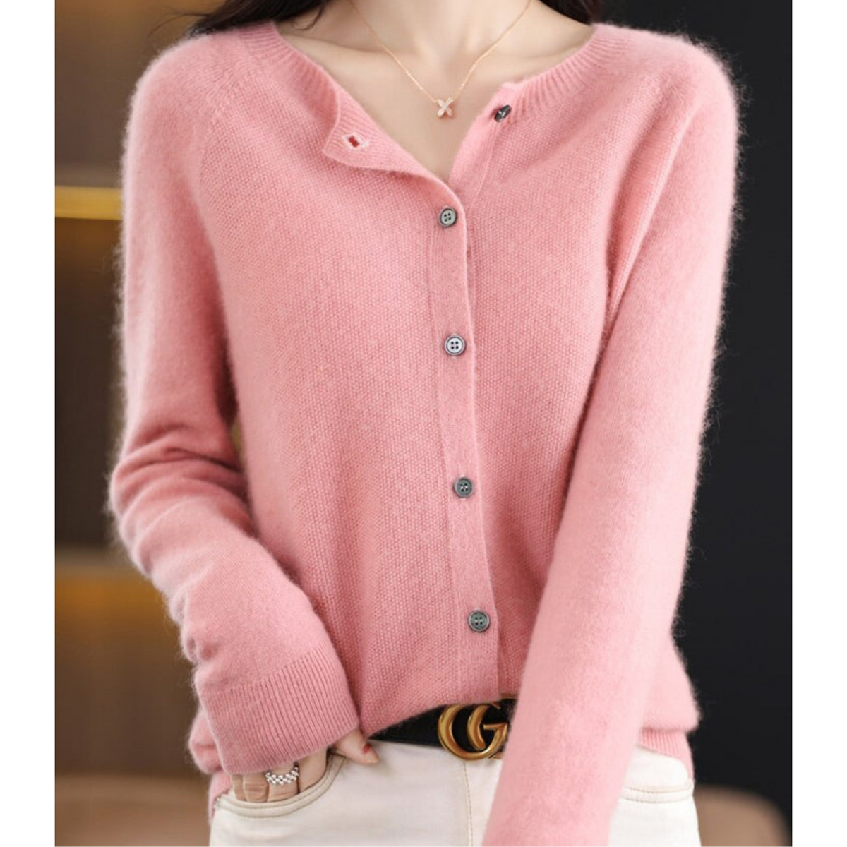 Classic button-front refined everyday cardigan for women | Aurelia -8