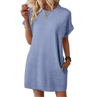 Casual minimalist round-neck everyday summer dress for women | Evasha -11