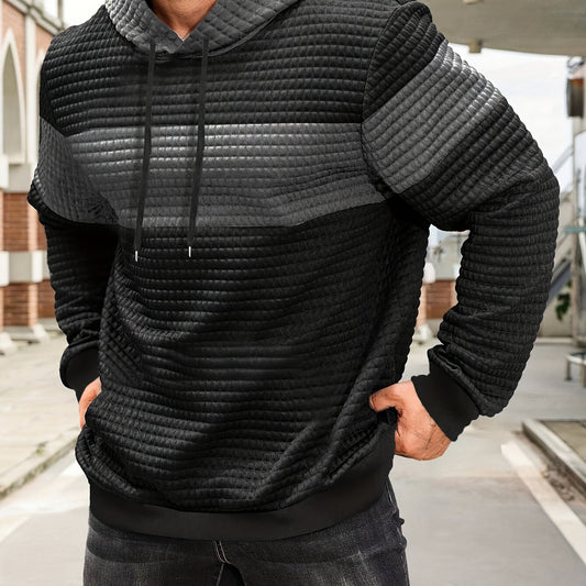 Tavren | Men's Textured Color Block Pullover Hoodie