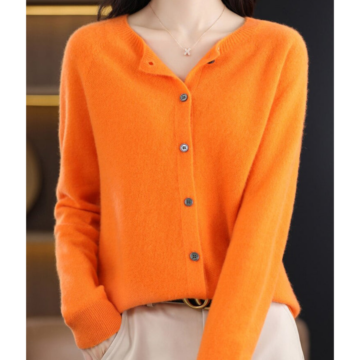 Classic button-front refined everyday cardigan for women | Aurelia -14