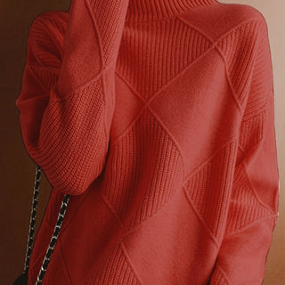 Mirelle | Women's Textured Turtleneck Diamond Knit Sweater