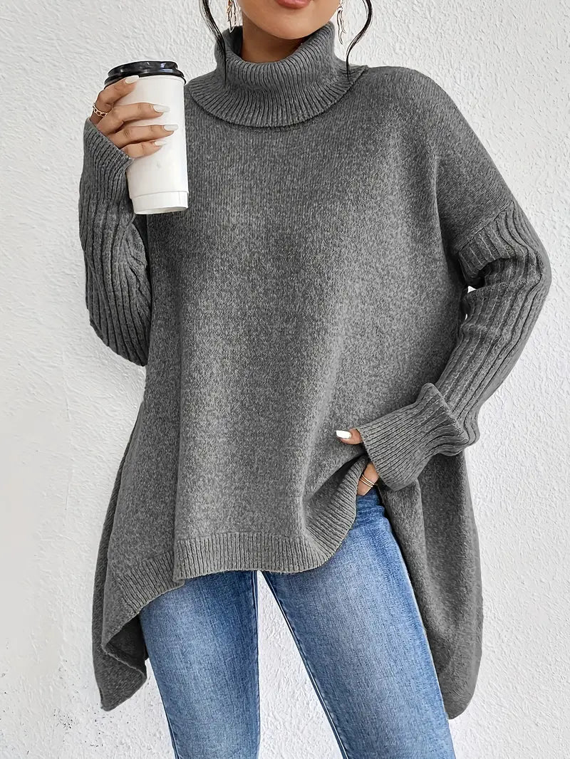 Oversized cosy turtleneck knit jumper for women | Elowen -7