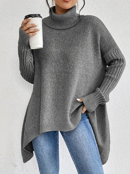 Oversized cosy turtleneck knit jumper for women | Elowen -7