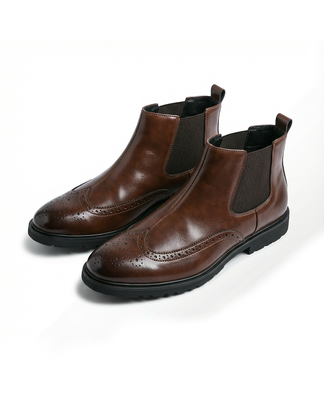 Genuine leather brogue-detail Chelsea boots for men | Alden -1