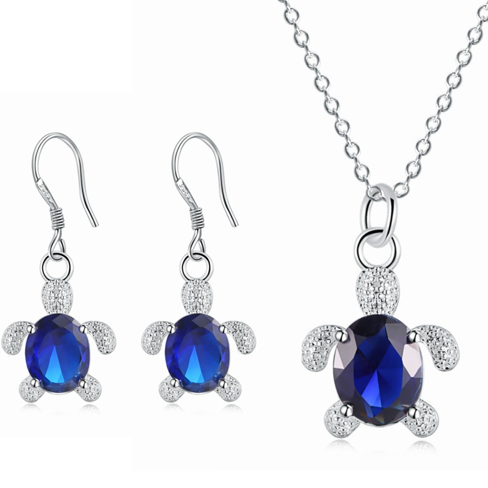 Ocean guardian pendant necklace set for women | Aqua -5