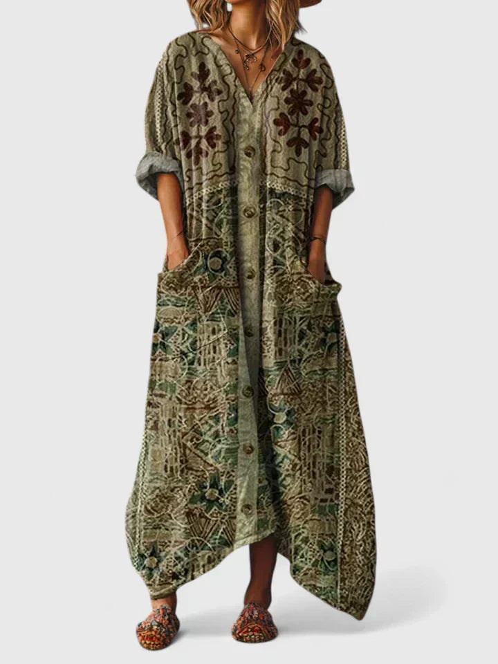 Classic relaxed elegant occasion dress for women | Mariana -5