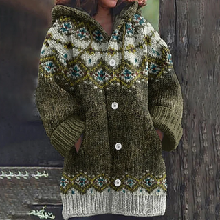 Nordic | Women's Hooded Fair Isle Knit Cardigan