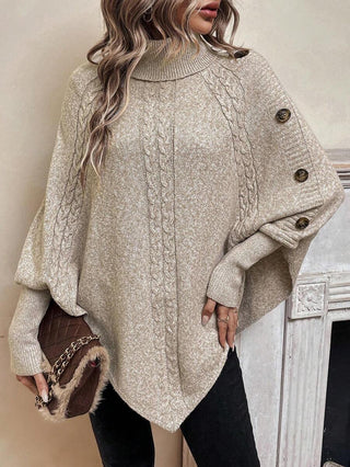 Serelle | Women's High Neck Batwing Cable Knit Sweater