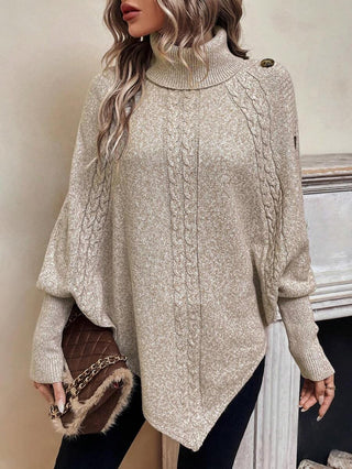 Serelle | Women's High Neck Batwing Cable Knit Sweater