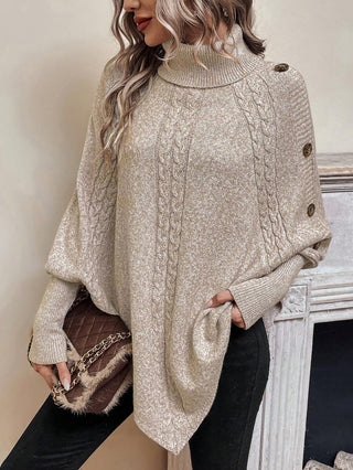 Serelle | Women's High Neck Batwing Cable Knit Sweater