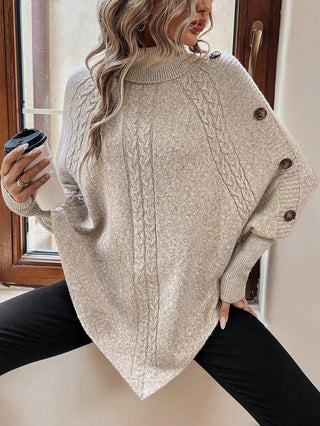 Serelle | Women's High Neck Batwing Cable Knit Sweater