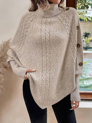 Serelle | Women's High Neck Batwing Cable Knit Sweater