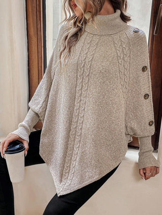 Serelle | Women's High Neck Batwing Cable Knit Sweater