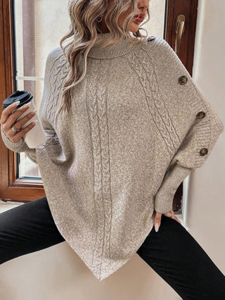 Serelle | Women's High Neck Batwing Cable Knit Sweater