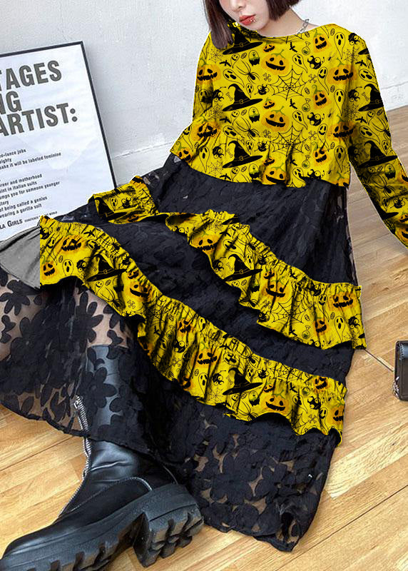 Bohemian Black Ruffle Panel Autumn Dress For Women | Seraphine