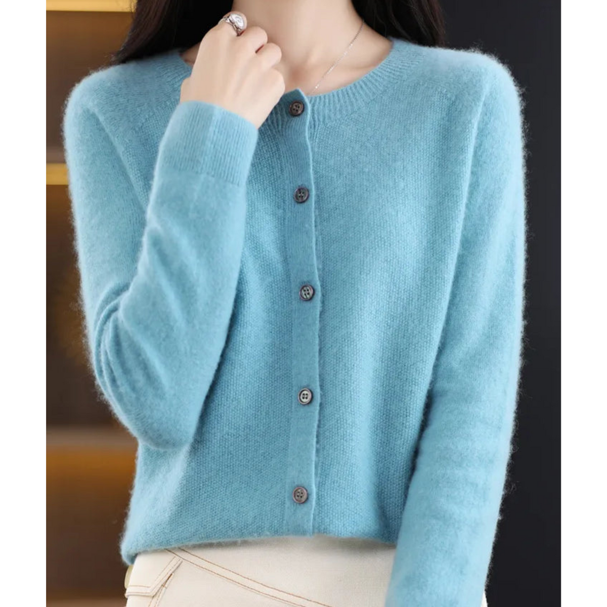 Classic button-front refined everyday cardigan for women | Aurelia -10