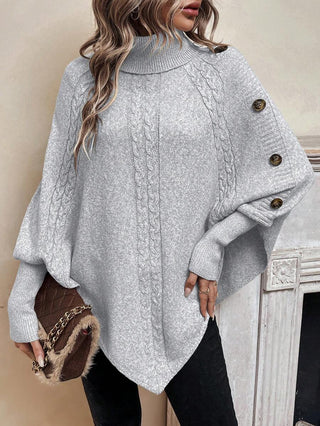 Serelle | Women's High Neck Batwing Cable Knit Sweater