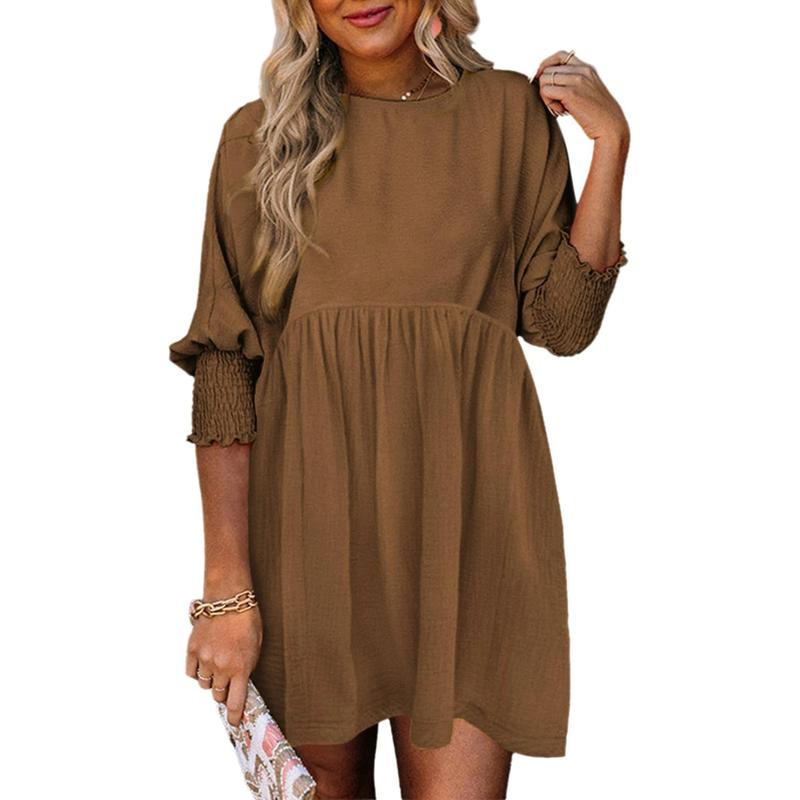 Casual crew-neck loose-fit everyday mini dress for women | Mirasol -6