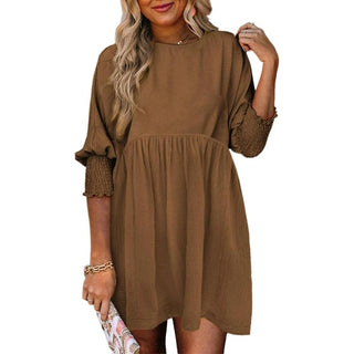 Casual crew-neck loose-fit everyday mini dress for women | Mirasol -6