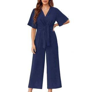 Elegant summer tie-knot everyday jumpsuit for women | Gabriella -3