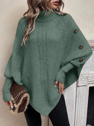 Serelle | Women's High Neck Batwing Cable Knit Sweater