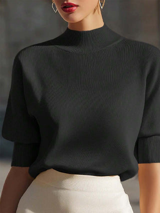 Varelle | Women's Stand Collar Ribbed Knit Top