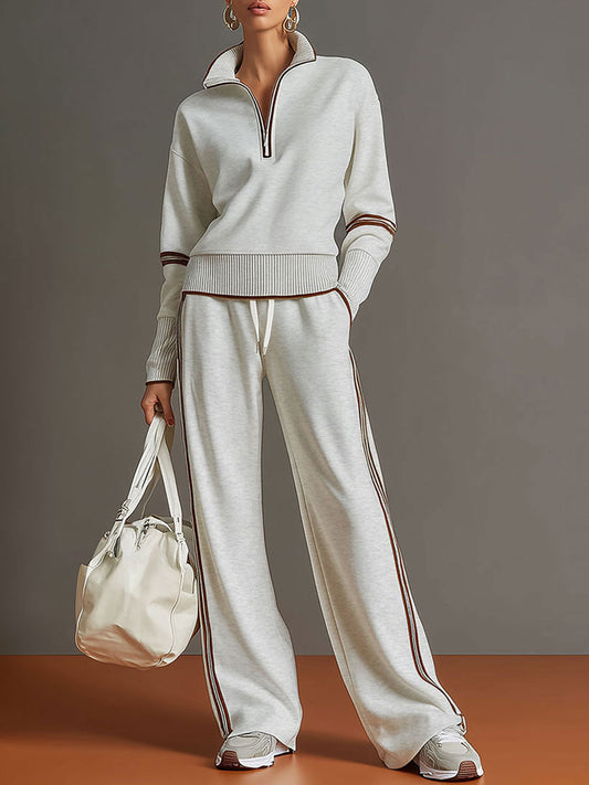 Sport luxe half-zip two-piece set for women | Zerina -1