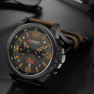 Chronograph leather-strap classic watch for men | The Hudson Classic -10