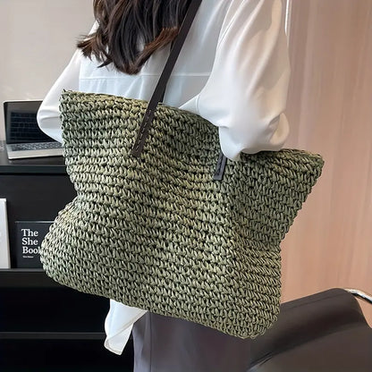 Marigold | Woven Straw Beach Tote Bag