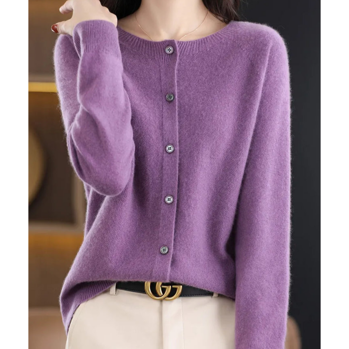 Classic button-front refined everyday cardigan for women | Aurelia -15