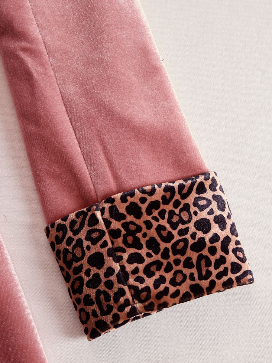 Single-breasted leopard-panel accent coat for women | Valmira -12
