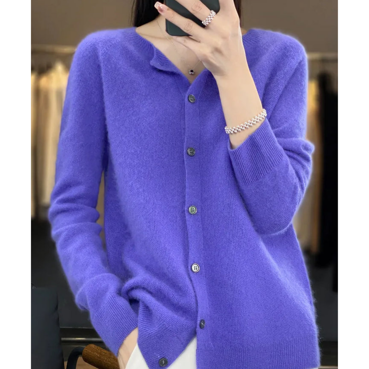 Classic button-front refined everyday cardigan for women | Aurelia -9