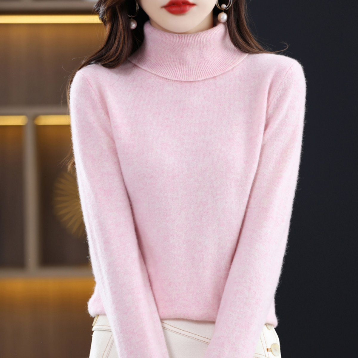 Elegant turtleneck knit sweater with soft feel for Women | Emmie Luxe