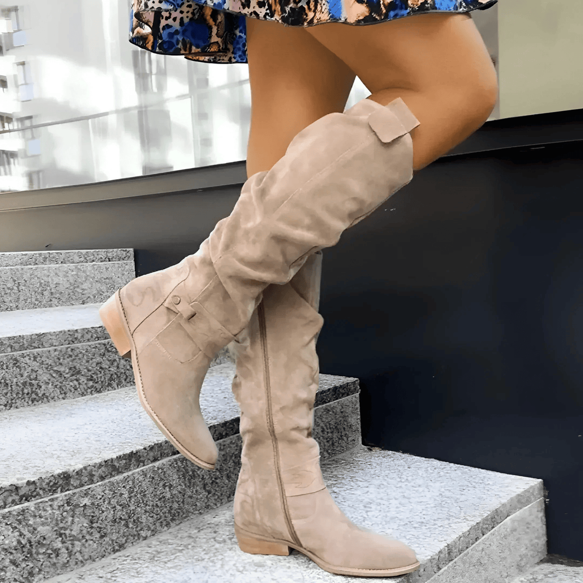 Madeleine | Women's Suede Knee High Block Heel Boot