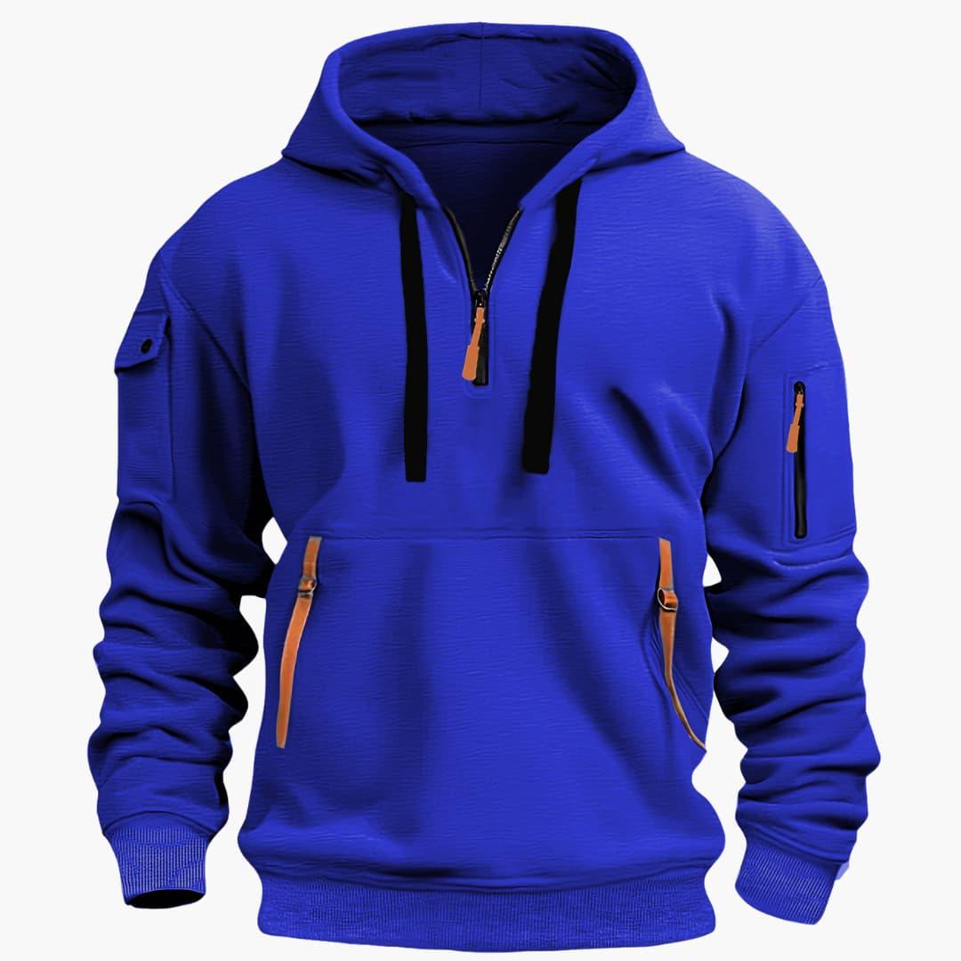 Half-zip hooded pullover with zip pockets for men | Norven -6