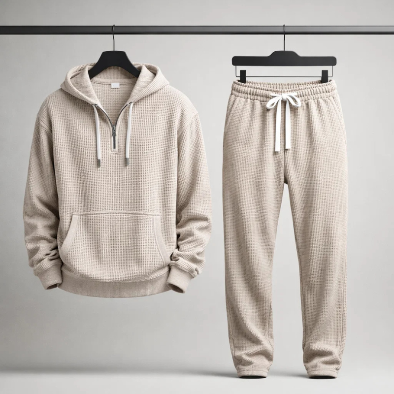 Relaxed waffle-knit matching set for men | Hudson -3