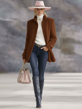Vintage-inspired zip-up fleece jacket for women | Rosmelle -8