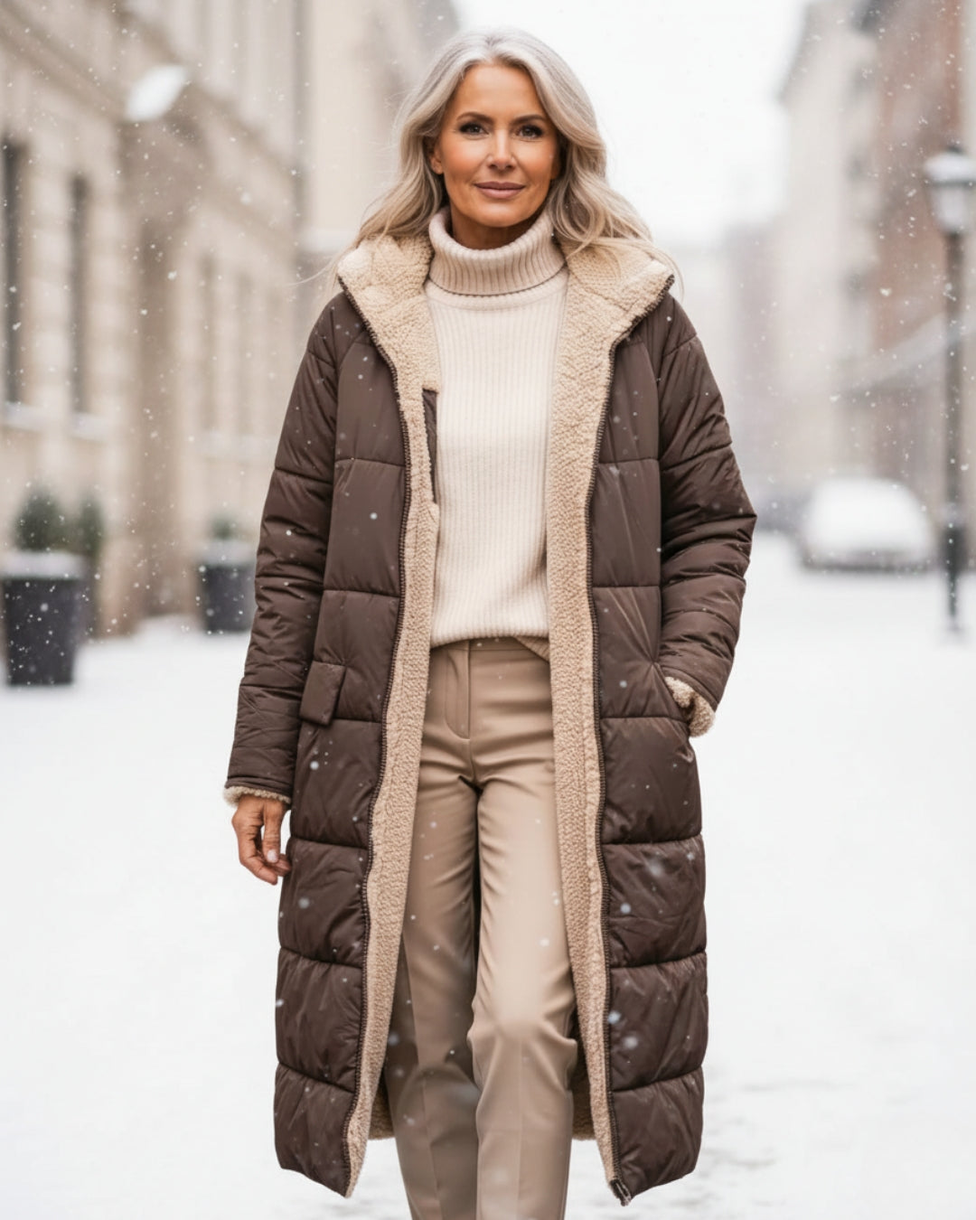 Cosy sherpa hooded winter coat for women | Eleanor -2
