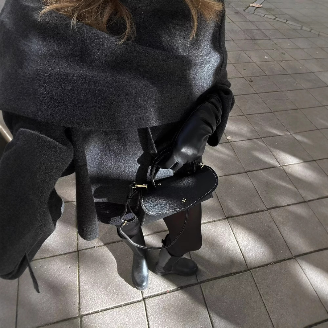 Asymmetrical elegant drape winter poncho for women | Emma -5
